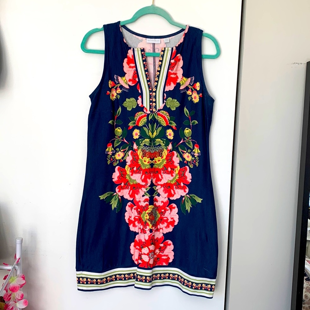 NY&C Blue Patterned Shift Dress Size M